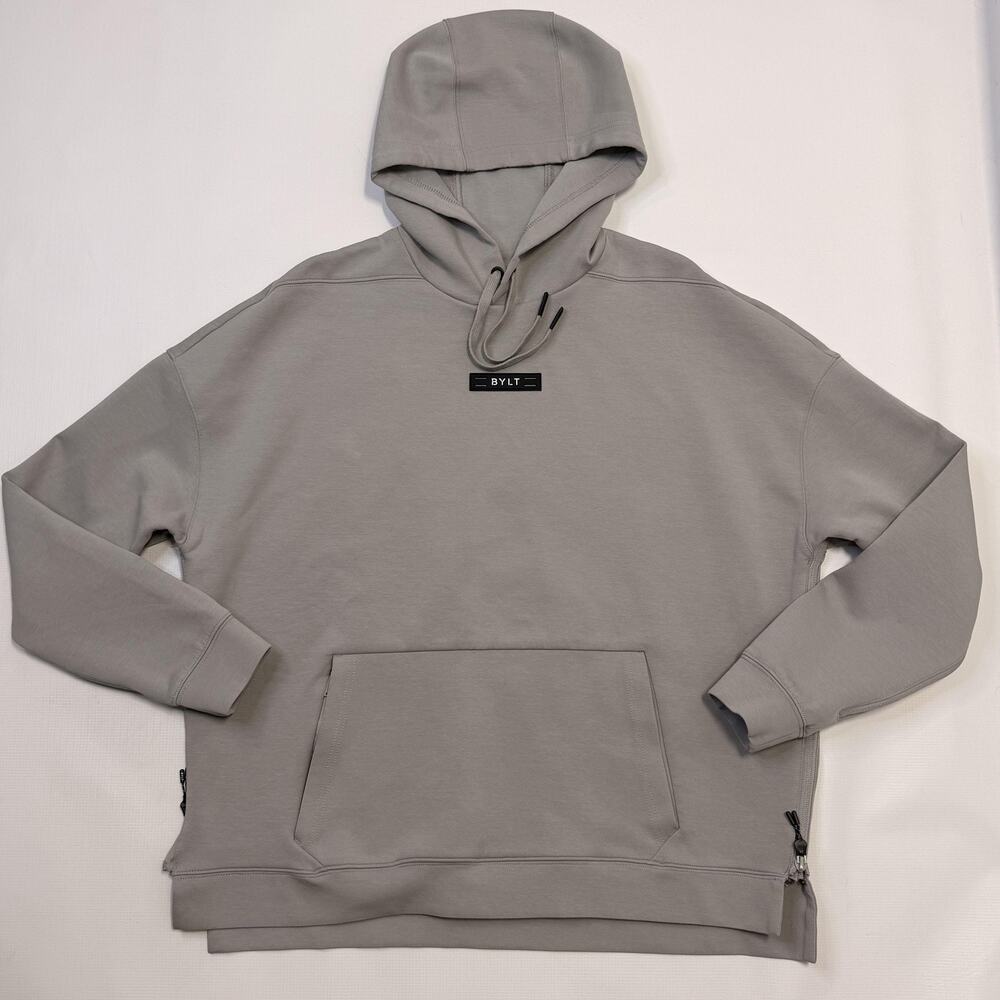 BYLT Hoodie Mens Large Gray Premium Basics Side Zip Pullover Sweatshirt MTPS0610